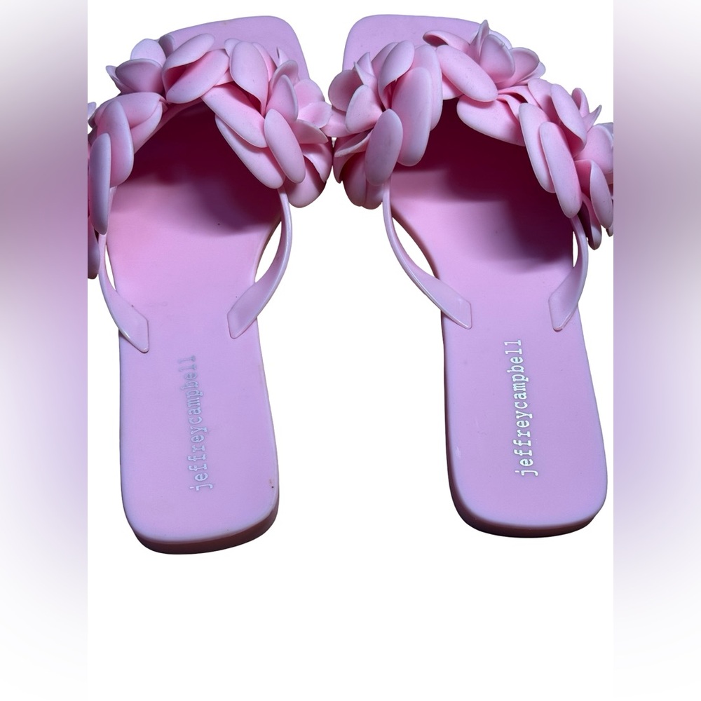 Jeffrey Campbell Pink Floral Sandals Womens Size 6.5 Summer Chic Designer Shoes - Picture 4 of 5